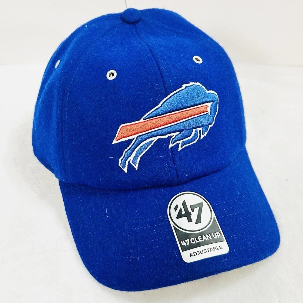 '47 Brand Buffalo Bills Wooly Clean Up Hat Cap Adjustable Strapback Blue NFL‎